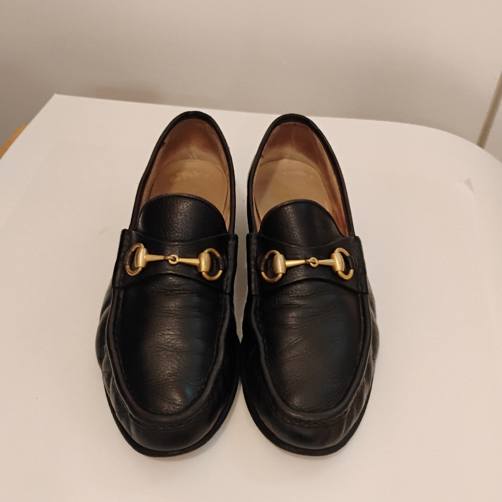 GUCCI HORSE BIT MENS LOAFERS Leather Gold Horsebit Size 9D - Picture 14 of 16